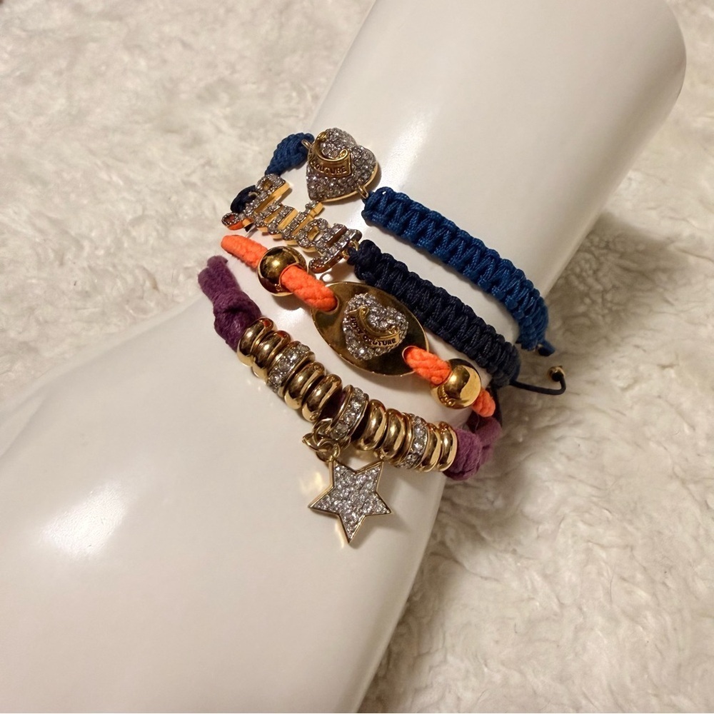 Juicy Couture Multicolor Bracelet Set of 4 with Heart and Star Charm